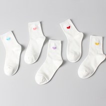 주니어 키즈퓨처 학생용 하트핀 데일리 양말 5족 세트
