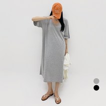 바블링브룩 여성용 루즈핏 유넥 코튼 롱 원피스