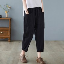 레몬소울 여성용 로와 밴딩 포켓 배기팬츠