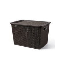 손잡이형 라탄 팬트리 수납함 대, 차콜, 1개