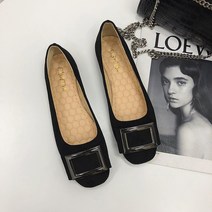 스웨이드 버클 플랫슈즈