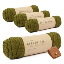 브랜드얀 올 뉴 코튼롤 4p + 솔트레지 가죽라벨 세트, 66번 올리브