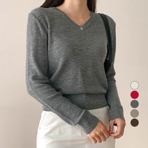 무드인더 여성용 데일리 브이넥 긴팔 니트
