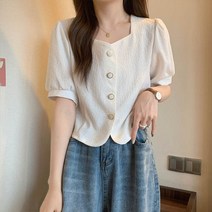 앤드스타일 여성용 데일리스퀘어넥 반팔 블라우스 260920