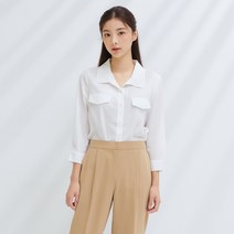 클라비스 여성용 변형카라 포켓 셔츠