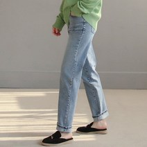 여성용 릭큼 세미 배기 데님