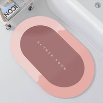 솔브리빙 타원형 소프트 논슬립 욕실 화장실 빨아쓰는 규조토 발매트 물흡수, 핑크