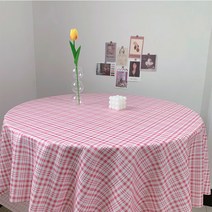 프랑온드 감성 체크 식탁보, 핑크, 70 x 70cm