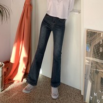 큐니걸스 여성용 수선놉42 투버튼 부츠컷 데님팬츠 롱버전