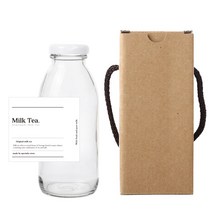 원형 밀크티병 300ml x 10p + 화이트캡 10p 스티커 N8 10p + 박스 10p, 1세트