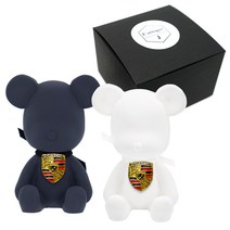 라띠크제이 엠블럼 베어 차량용 방향제 포르쉐 블랙 + 화이트 + 리필 베이비파우더 5ml, 1세트