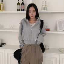 시크블랙 베비원 박시 기모 라벨패치 크롭 후드집업 cpjk4587k2b
