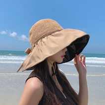 상상공간 돌돌말린 스트랩 버킷햇 벙거지 모자 예쁜 여성 여자 보넷 햇빛 밀집 왕골 라탄 여름모자 라피아햇