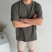 머시따 남성용 버블 포켓 라운드 반팔 티셔츠