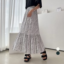 세컨그라운드 여성용 나염 밴딩 롱 스커트