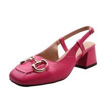 스퀘어토 버클 슬링백 펌프스 하이힐 5cm