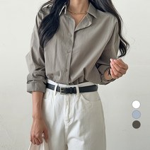 세컨그라운드 여성용 스텐다드핏 베이직 코튼 셔츠