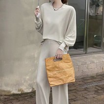 패션풀 여성용 가오리 니트 + 와이드 밴딩 팬츠 세트 28690