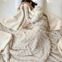 메이크포 XL사이즈 극세사 양털 캠핑 소파 무릎 담요, 아이보리, 1개