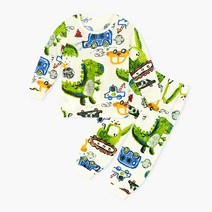 유니프랜드 아동용 디노 자동차 단면 9부내의 상하의 세트