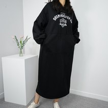 빅걸스토리 빅사이즈 여성 슈퍼 박스핏 캐주얼 후드 롱 원피스