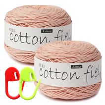 니뜨 코튼필드 뜨개실 80g x 2p + 단수링 2p 세트, 304 연피치(실), 랜덤발송(단수링), 1세트