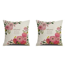 헬로 스프링 따뜻한 봄 분위기 꽃무늬 쿠션커버 2p