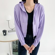 헤이진 여성용 크롭 지퍼 후드 집업