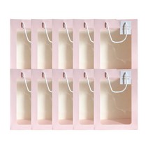 마켓감성 투명창 선물 쇼핑백 10p, 핑크