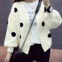 뮤리엘 여성용 빅 도트 패턴 니트 가디건