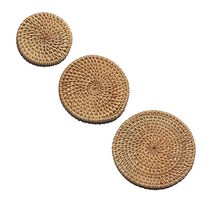 메인홈 소품 트레이 카페 라탄 원형 코스터 3종 세트