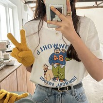 레몬소울 여성용 러빈 빅사이즈 프린팅 반팔티
