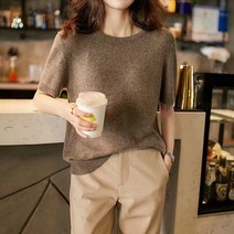 여성용 MA 소프트 캐주얼 반팔 니트티