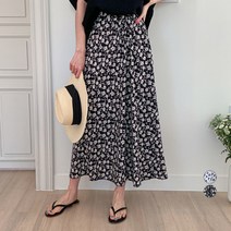 무드인더 여성용 플라워 패턴 플레어 밴딩 스커트