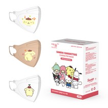 어린숨 엣지 산리오 아트심볼 컬러 마스크 대형, 30개입, 1개, 폼폼푸린