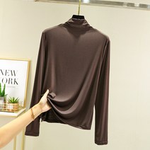여성용 모달 터틀넥 긴팔 티셔츠