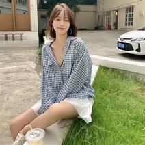 패션풀 여성용 르네 오버핏 체크 셔츠 28582