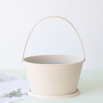 모리앤 틴감성 플라스틱 타원형 걸이 겸 화분 + 화분 받침, 틴베이지