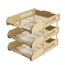 메종디망쉬 오피스 사무실 책상 수납 트레이, 브라운, 3단