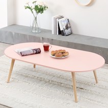 아이캔컴퍼니 라운드볼 1200 LPM 원목다리 거실테이블, 베이비핑크