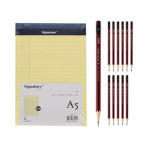시그니처 리갈패드 A5 5p + 유니볼 연필 3B 12p, 옐로우(리갈패드), 1세트
