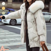 아뗄릭 여성용 퍼 후드넥 퀼팅 패딩 하프 자켓 01518