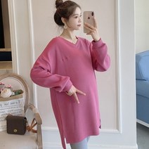긴 팔 상의 루즈 핏 임산부 심플 티셔츠