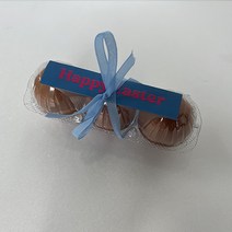 티나피크닉 부활절 투명 3구 계란포장 리본 + 스티커 세트, 하늘(리본), 블루(스티커), 20세트