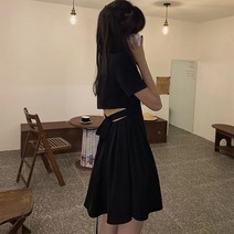 여성용 MA 다크 백리본 원피스