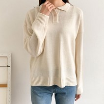 헤이진 여성용 코튼카라 베이직 니트 티셔츠