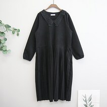 이얀 레이스 카라 임산부 정장 플리츠 원피스