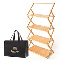 브리즈유 캠핑 선반 쉘프 2세대 4단 와이드 행어형 + 고급가방, 우드, 1세트