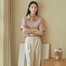 클라비스 여성용 링클프리 반팔 솔리드 셔츠