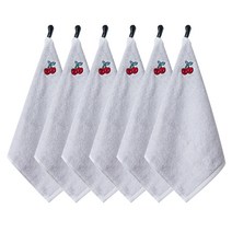 소프트터치 모달 고리수건 과일자수, 연그레이 체리, 6개